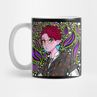 the dark demon witch girl in ecopop art with kawaii in fluorescent lights Mug